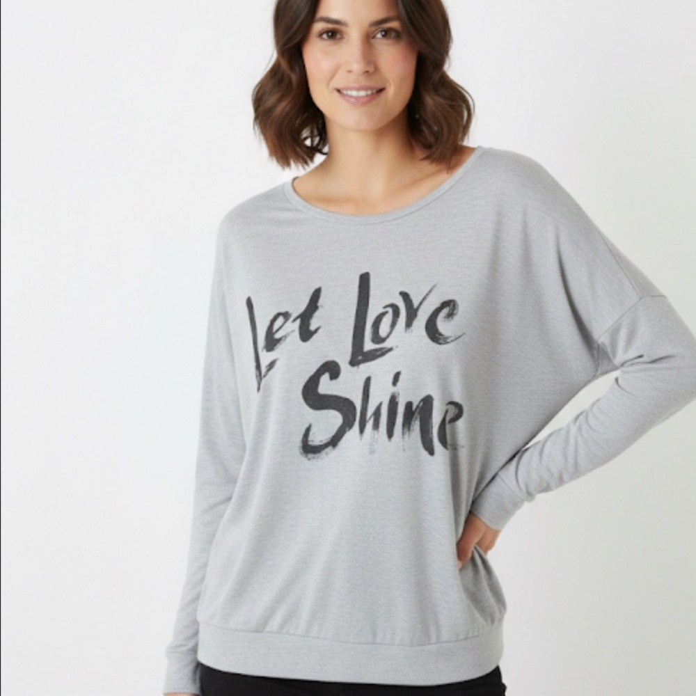 FOX Loose fit wide neckline gray top small